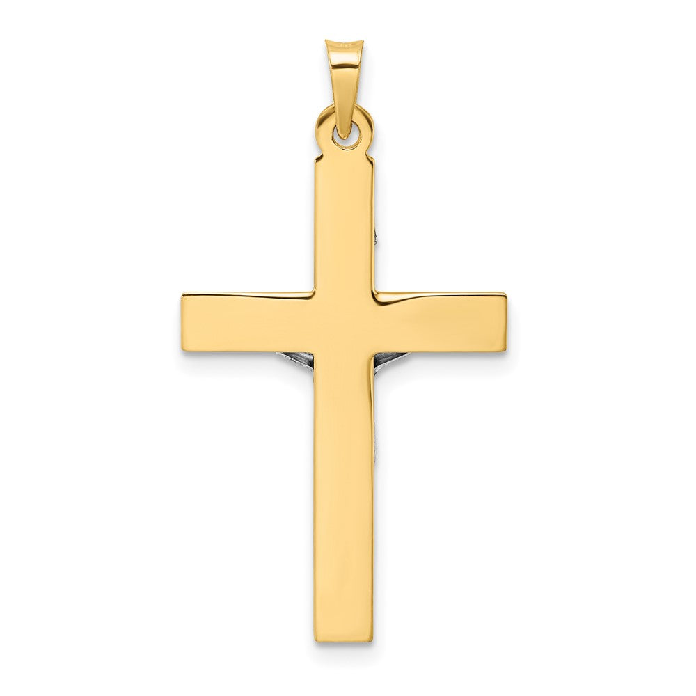FJC Finejewelers 14 kt Two Tone Gold Polished Solid INRI Crucifix Charm 34 x 19 mm