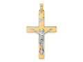 FJC Finejewelers 14 kt Two Tone Gold Polished Solid INRI Crucifix Charm 34 x 19 mm