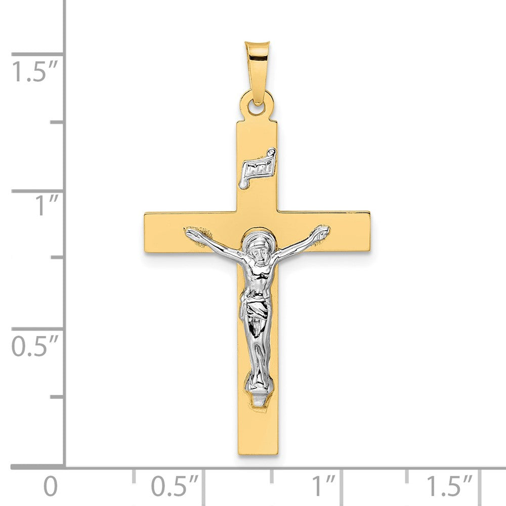 FJC Finejewelers 14 kt Two Tone Gold Polished Solid INRI Crucifix Charm 39 x 21 mm