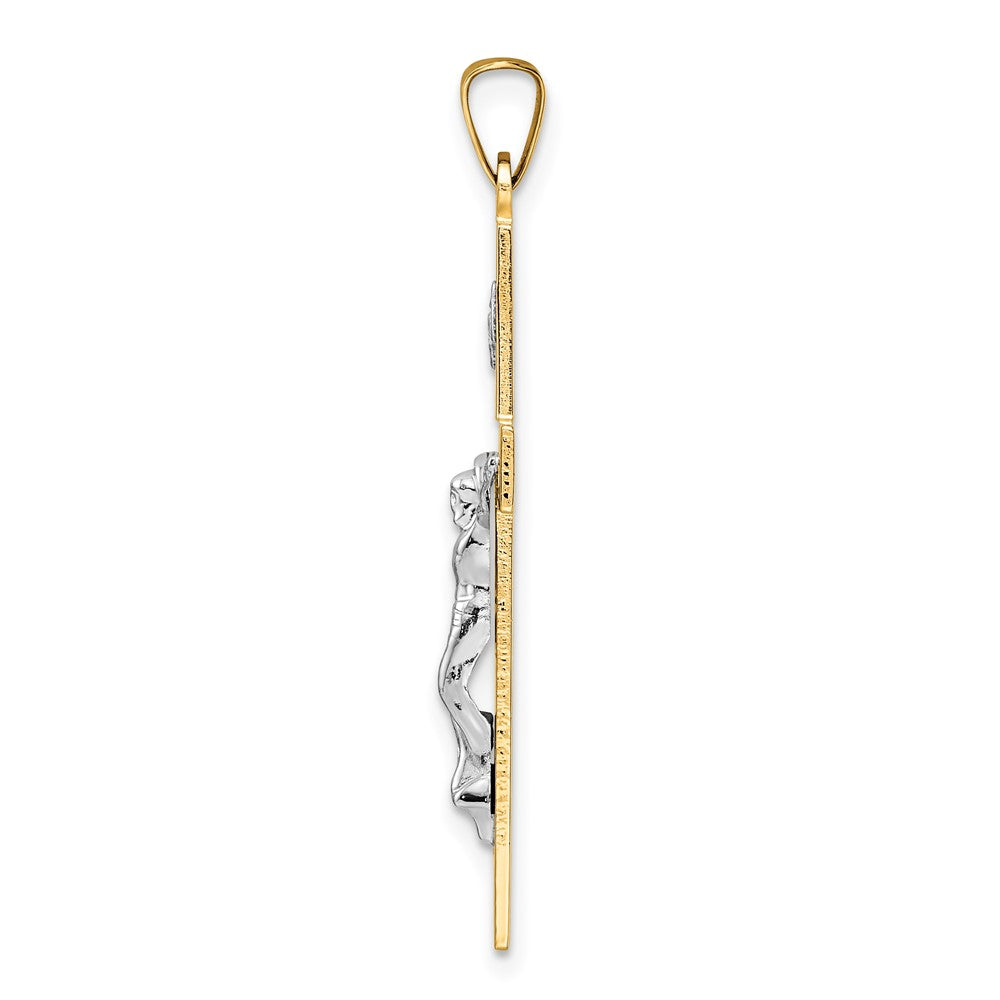 FJC Finejewelers 14 kt Two Tone Gold Polished Solid INRI Crucifix Charm 39 x 21 mm