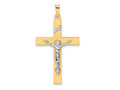 FJC Finejewelers 14 kt Two Tone Gold Polished Solid INRI Crucifix Charm 39 x 21 mm