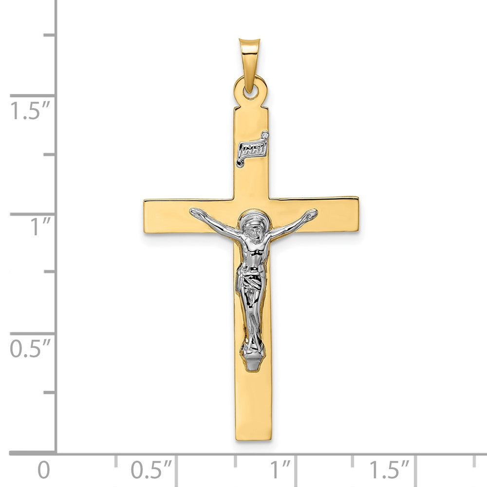 FJC Finejewelers 14 kt Two Tone Gold Polished Solid INRI Crucifix Charm 42 x 23 mm