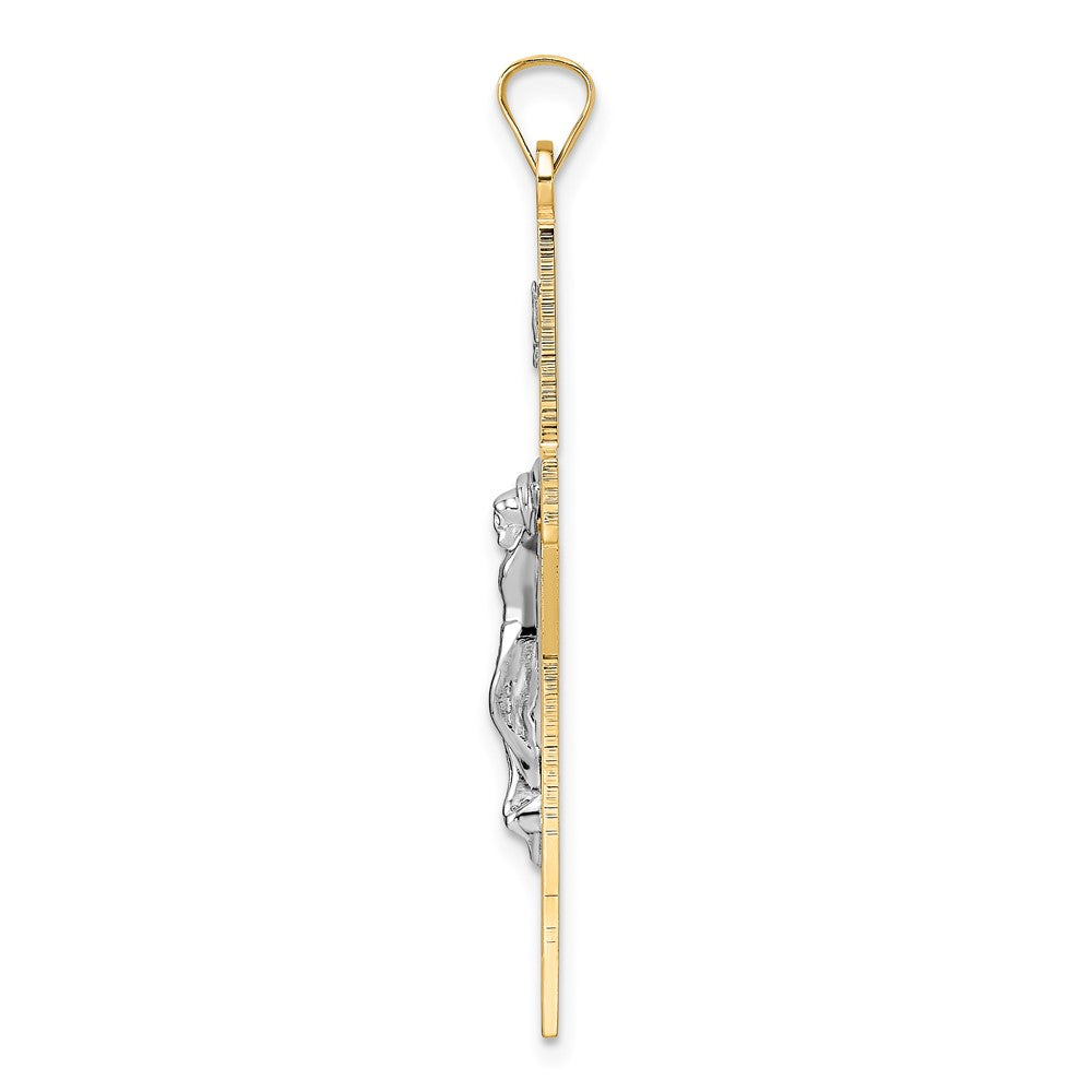 FJC Finejewelers 14 kt Two Tone Gold Polished Solid INRI Crucifix Charm 42 x 23 mm