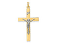 FJC Finejewelers 14 kt Two Tone Gold Polished Solid INRI Crucifix Charm 42 x 23 mm