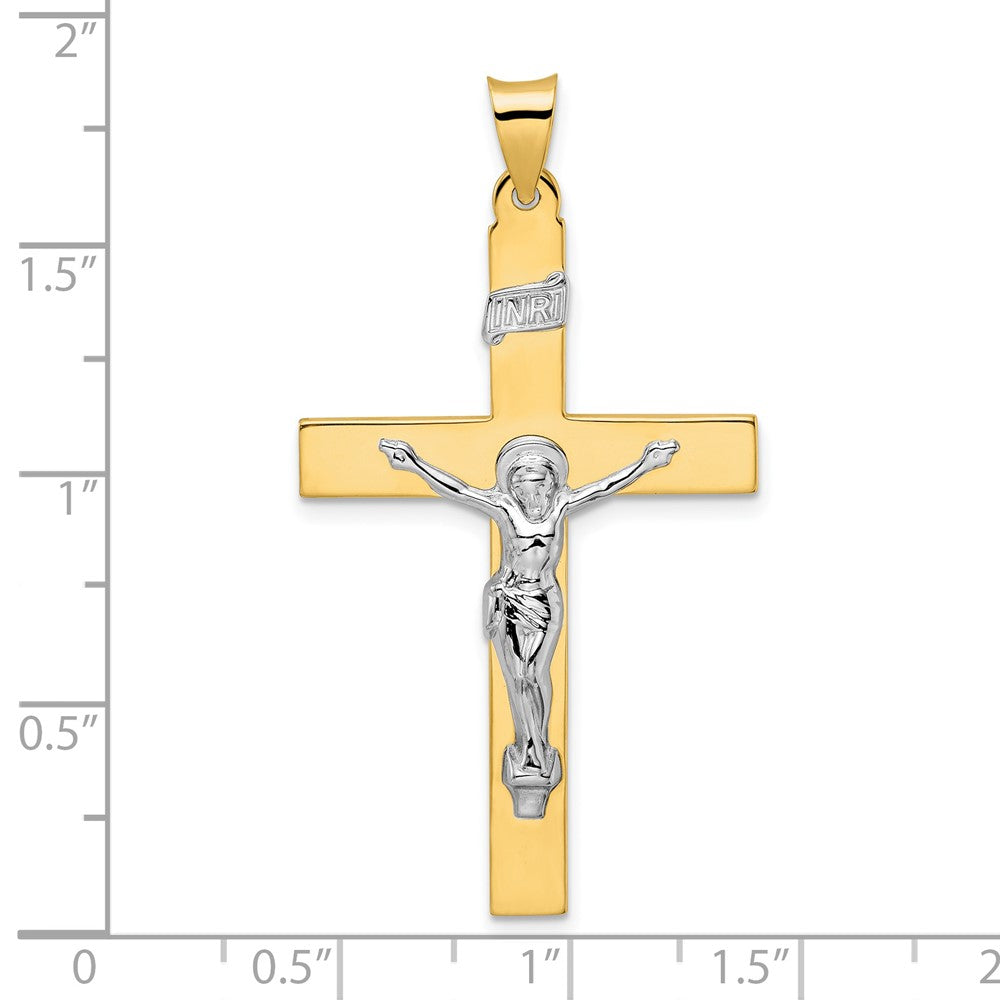 FJC Finejewelers 14 kt Two Tone Gold Polished Solid INRI Crucifix Charm 47 x 26 mm