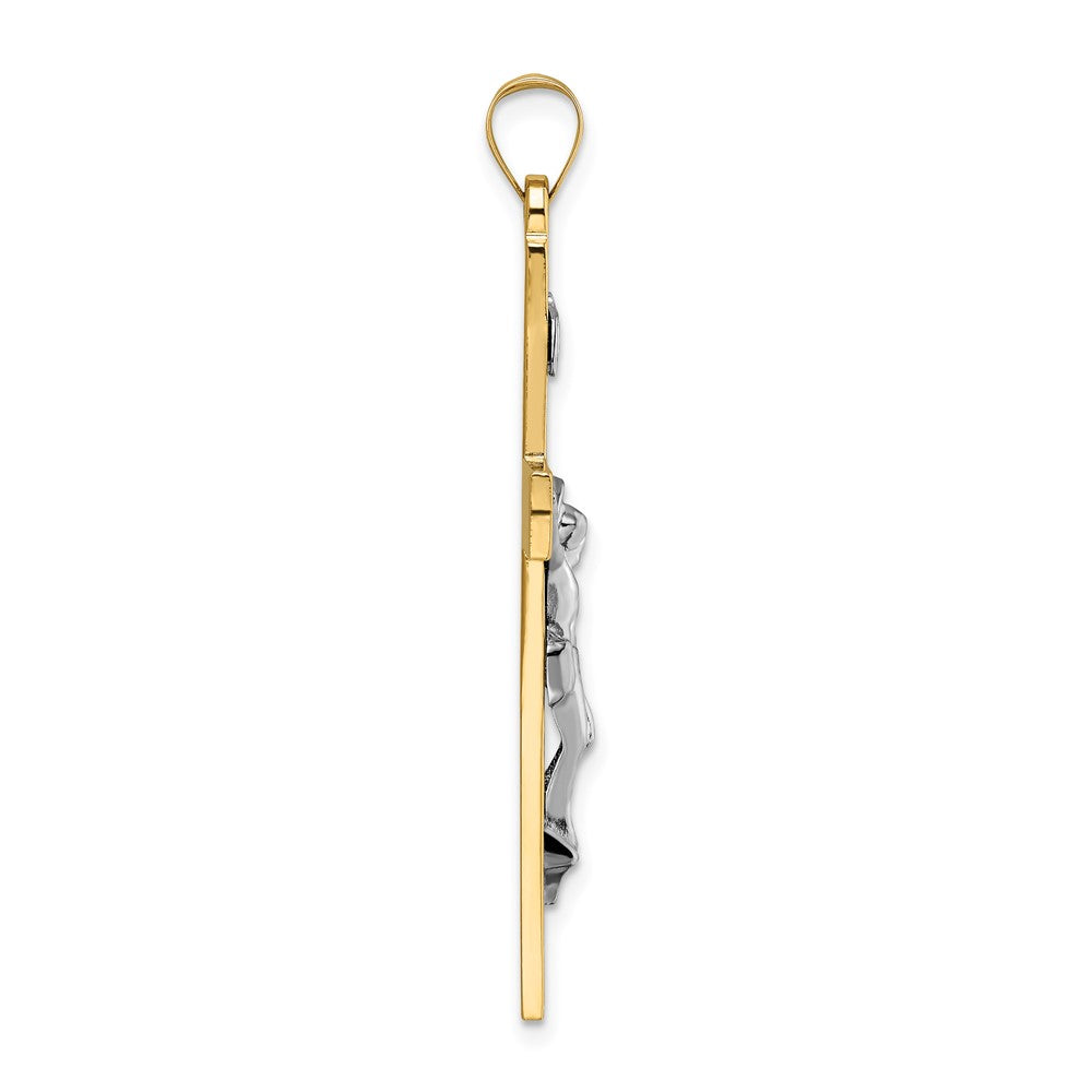 FJC Finejewelers 14 kt Two Tone Gold Polished Solid INRI Crucifix Charm 47 x 26 mm