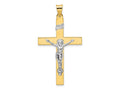 FJC Finejewelers 14 kt Two Tone Gold Polished Solid INRI Crucifix Charm 47 x 26 mm