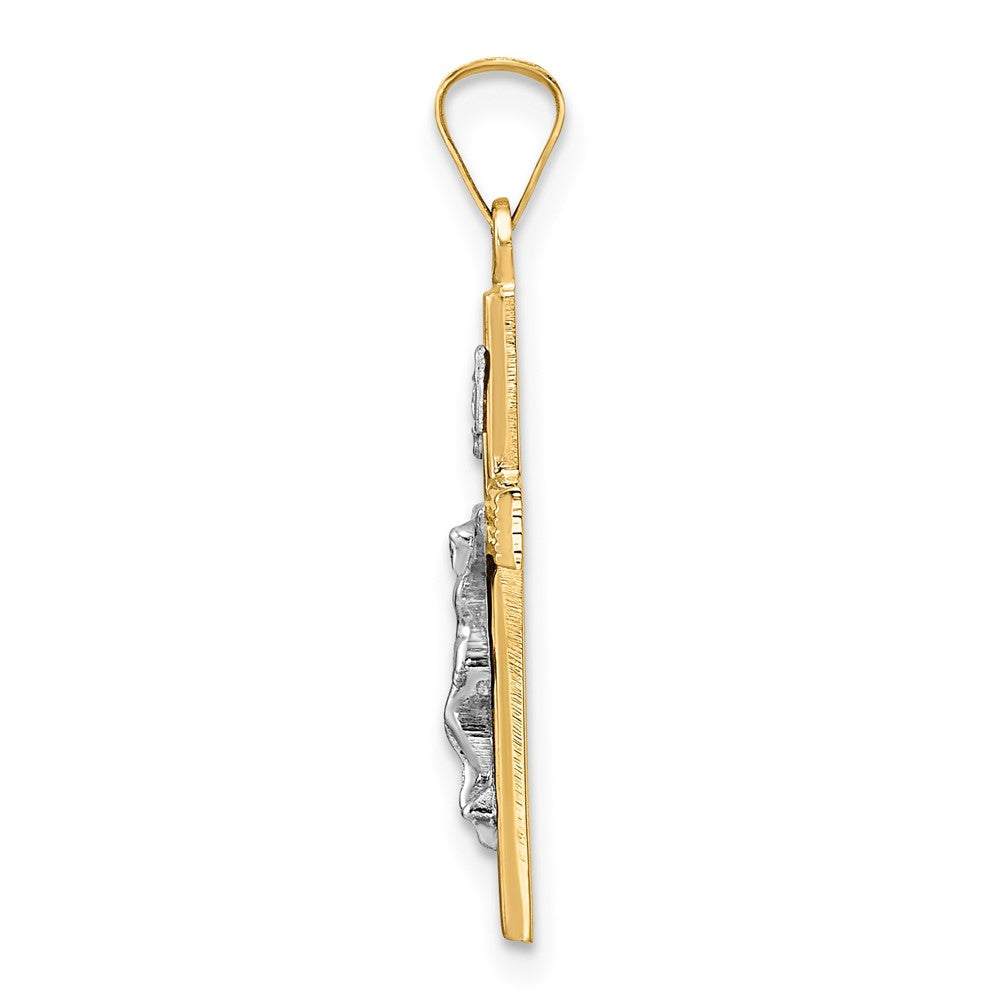 FJC Finejewelers 14 kt Two Tone Gold Polished Solid INRI Crucifix Charm 27 x 14 mm