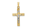 FJC Finejewelers 14 kt Two Tone Gold Polished Solid INRI Crucifix Charm 27 x 14 mm