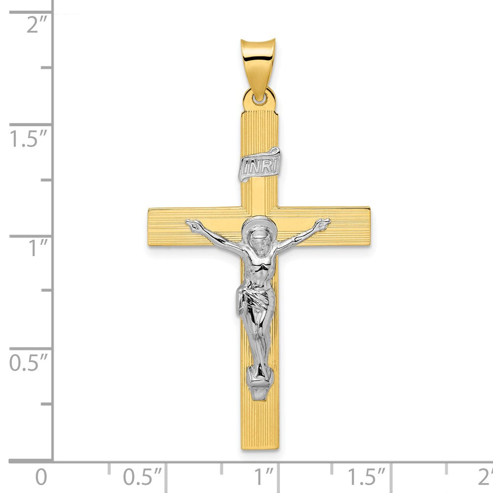 FJC Finejewelers 14 kt Two Tone Gold Polished Solid INRI Curcifix Cross Charm 48 x 26 mm