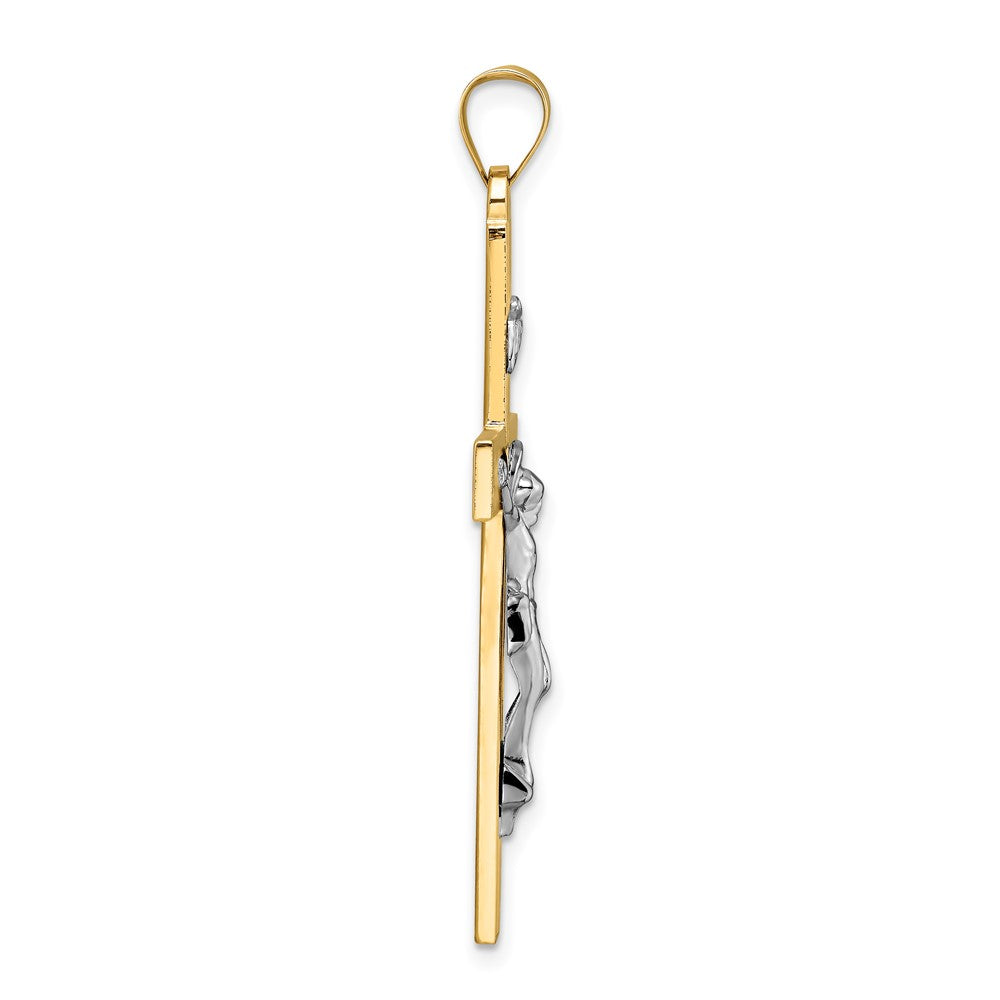 FJC Finejewelers 14 kt Two Tone Gold Polished Solid INRI Curcifix Cross Charm 48 x 26 mm