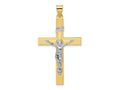 FJC Finejewelers 14 kt Two Tone Gold Polished Solid INRI Curcifix Cross Charm 48 x 26 mm