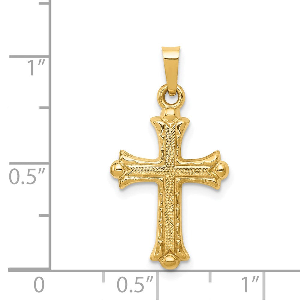 FJC Finejewelers 14 kt Yellow Gold Hollow Fleur De Lis Cross Charm 28 x 15 mm