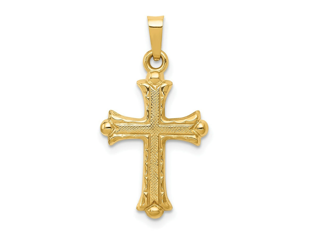 FJC Finejewelers 14 kt Yellow Gold Hollow Fleur De Lis Cross Charm 28 x 15 mm