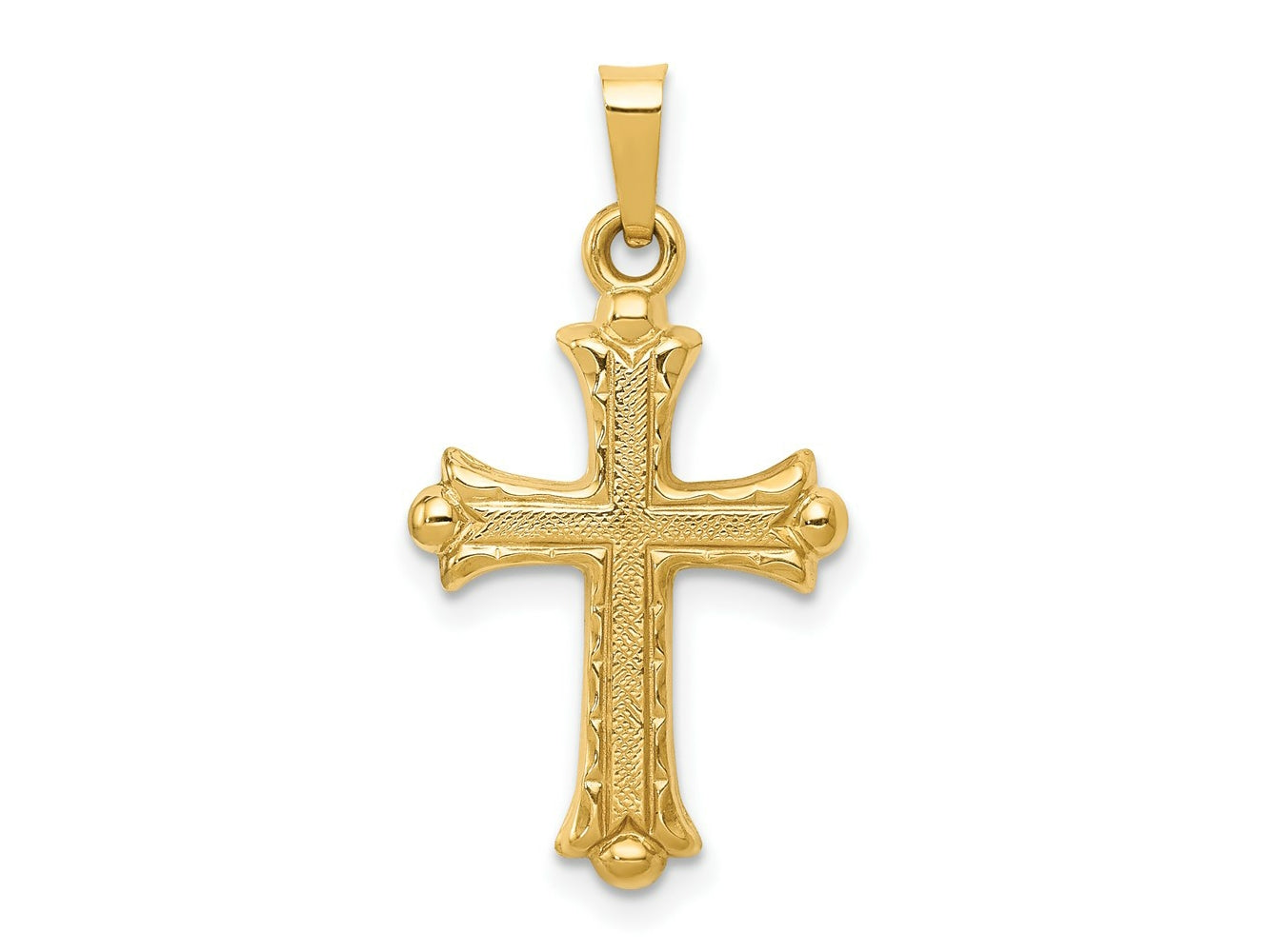 FJC Finejewelers 14 kt Yellow Gold Hollow Fleur De Lis Cross Charm 28 x 15 mm