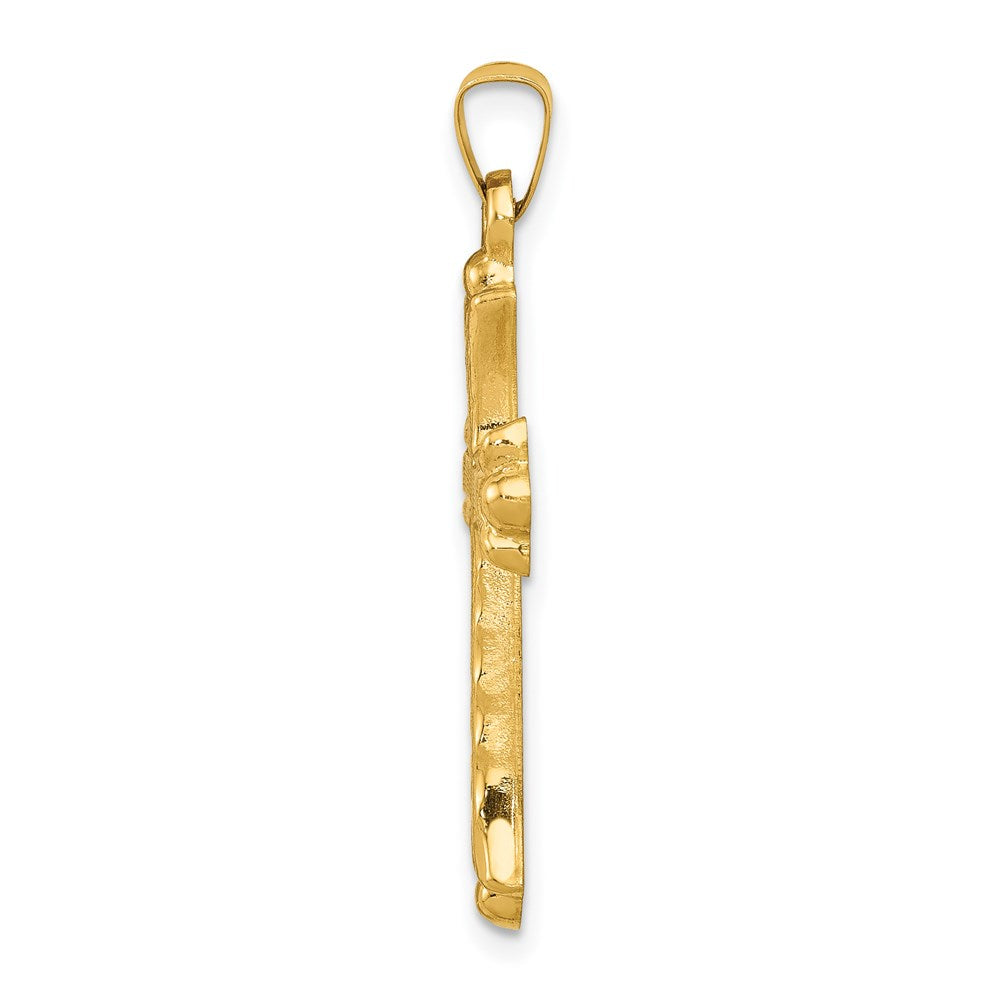 FJC Finejewelers 14 kt Yellow Gold Hollow Fleur De Lis Cross Charm 34 x 19 mm