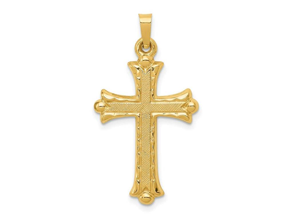 FJC Finejewelers 14 kt Yellow Gold Hollow Fleur De Lis Cross Charm 34 x 19 mm