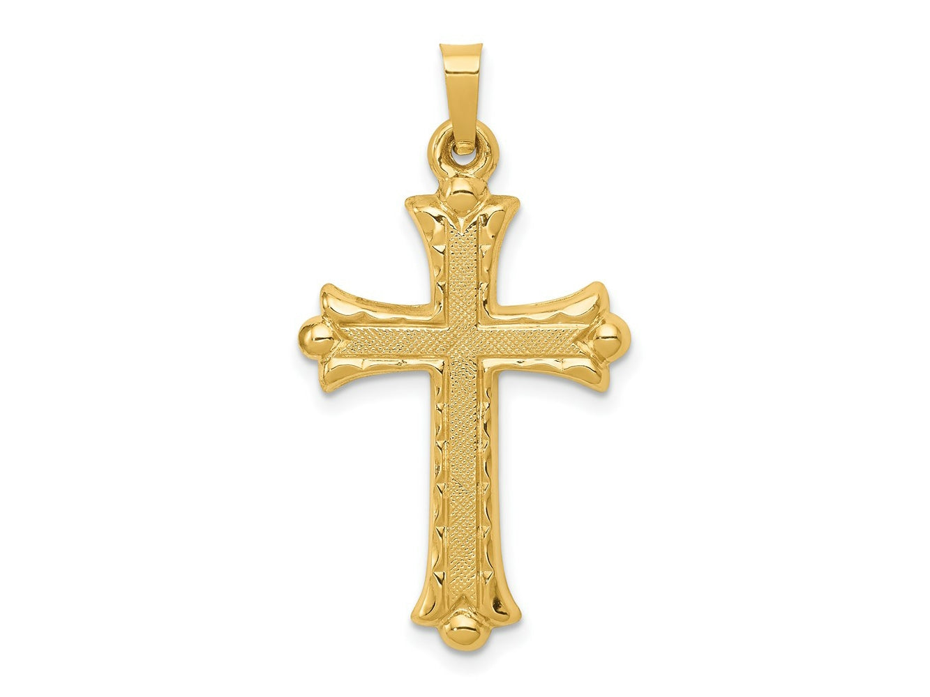 FJC Finejewelers 14 kt Yellow Gold Hollow Fleur De Lis Cross Charm 34 x 19 mm