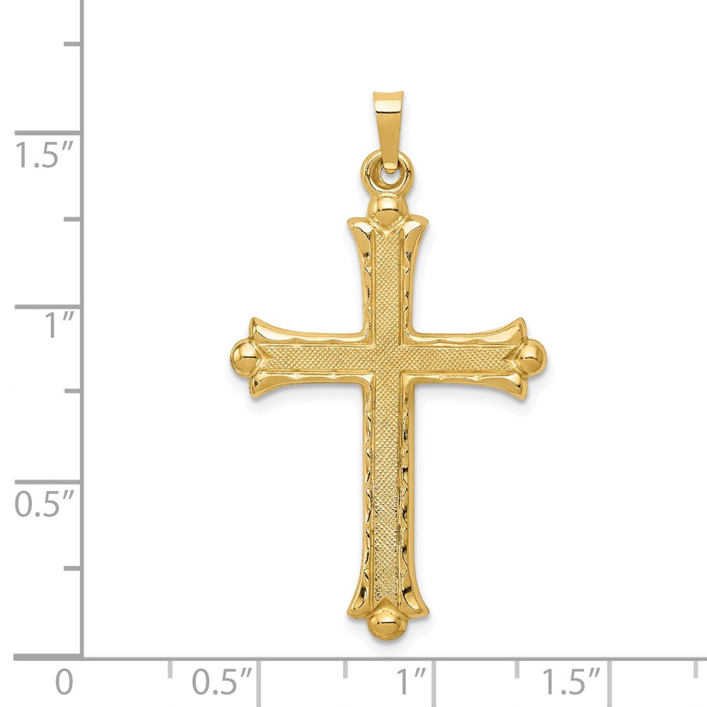 FJC Finejewelers 14 kt Yellow Gold Hollow Fleur De Lis Cross Charm 42 x 24 mm
