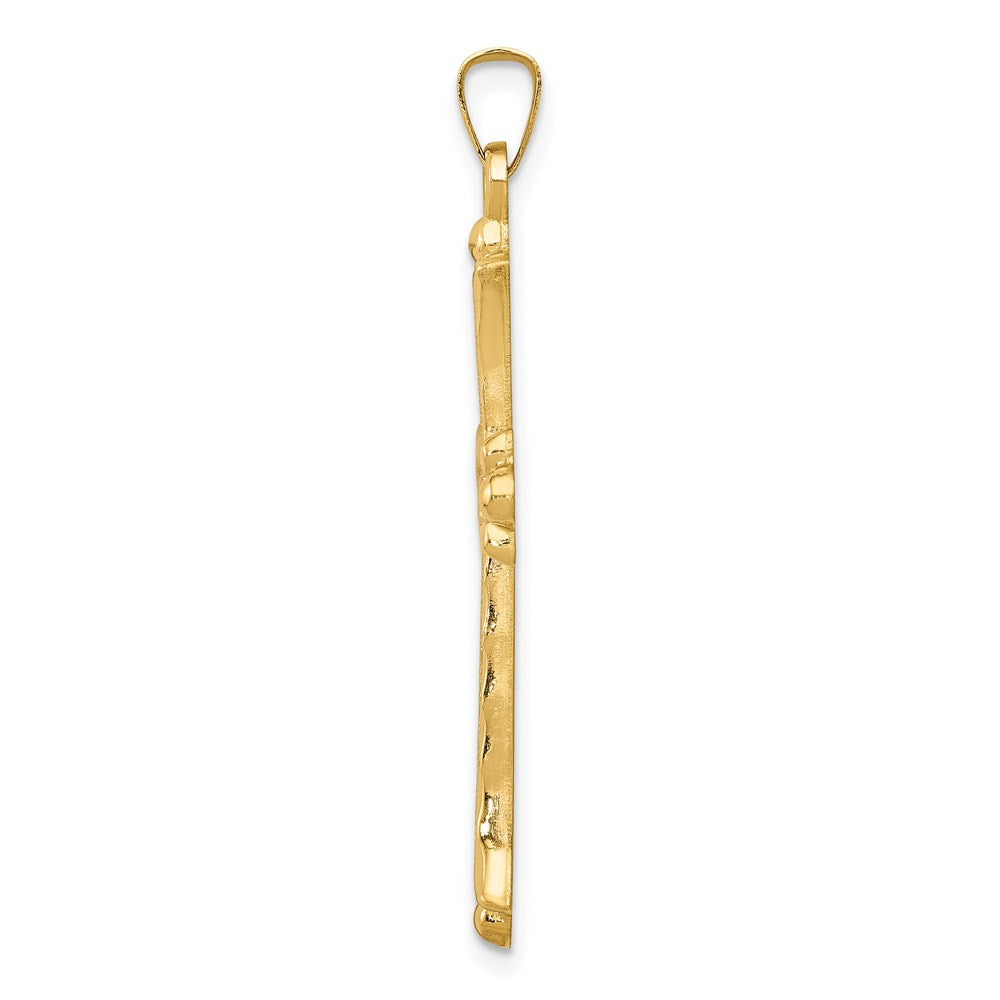FJC Finejewelers 14 kt Yellow Gold Hollow Fleur De Lis Cross Charm 42 x 24 mm