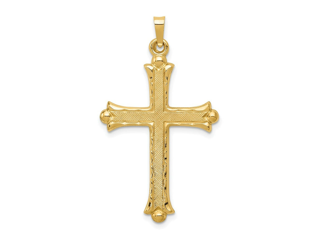 FJC Finejewelers 14 kt Yellow Gold Hollow Fleur De Lis Cross Charm 42 x 24 mm