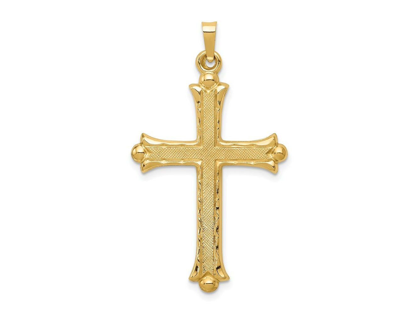 FJC Finejewelers 14 kt Yellow Gold Hollow Fleur De Lis Cross Charm 42 x 24 mm