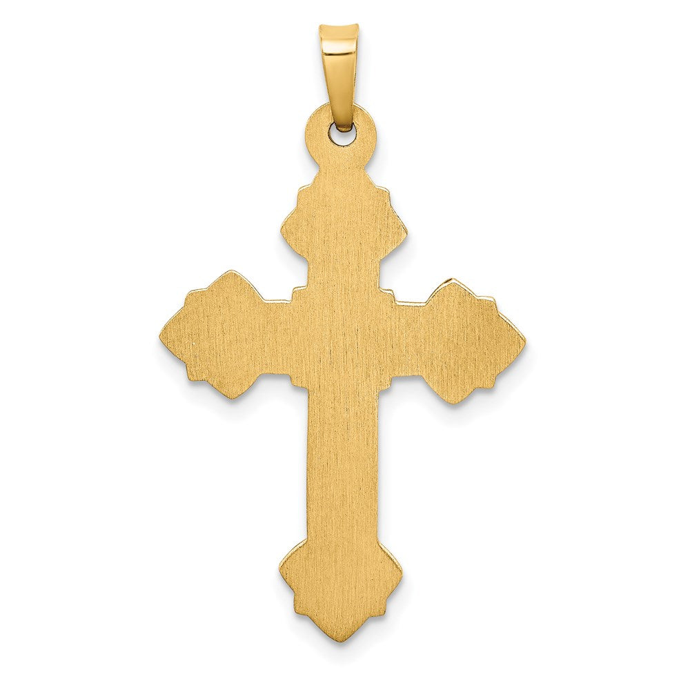 FJC Finejewelers 14 kt Yellow Gold Budded Hollow Cross Charm 39 x 21 mm