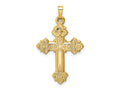 FJC Finejewelers 14 kt Yellow Gold Budded Hollow Cross Charm 39 x 21 mm
