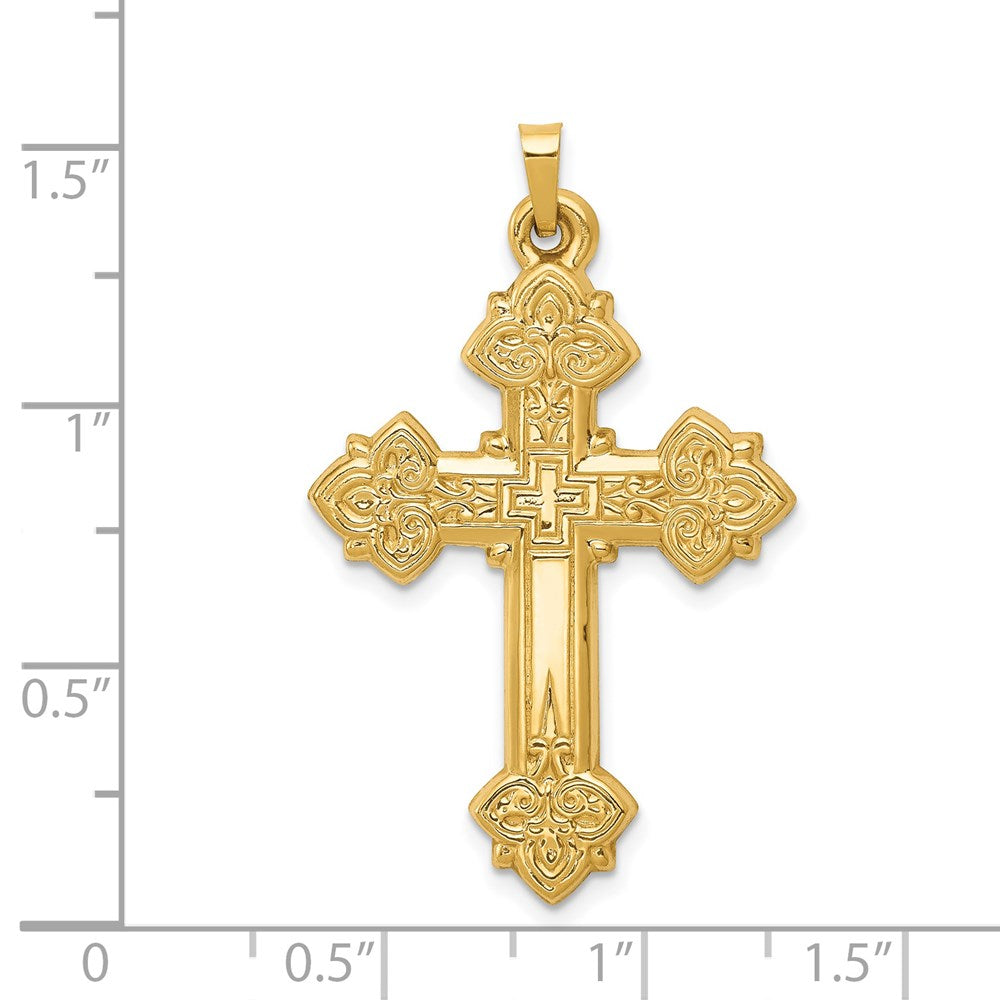 FJC Finejewelers 14 kt Yellow Gold Hollow Cross Charm 42 x 26 mm