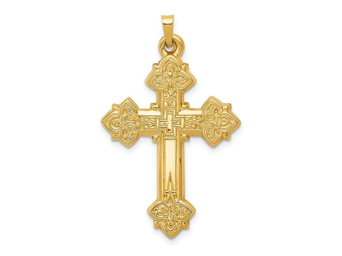 FJC Finejewelers 14 kt Yellow Gold Hollow Cross Charm 42 x 26 mm