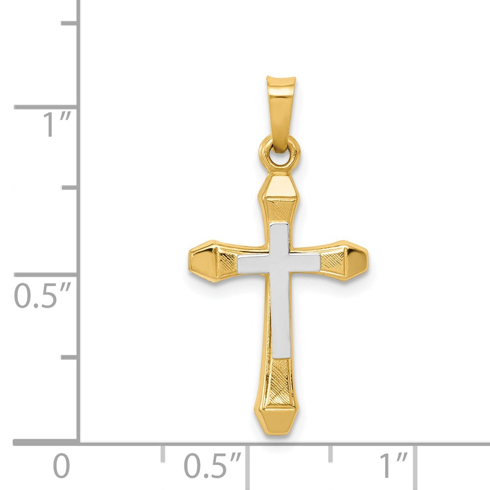 FJC Finejewelers 14 kt Yellow Gold with Rhodium Hollow Cross Charm 27 x 14 mm