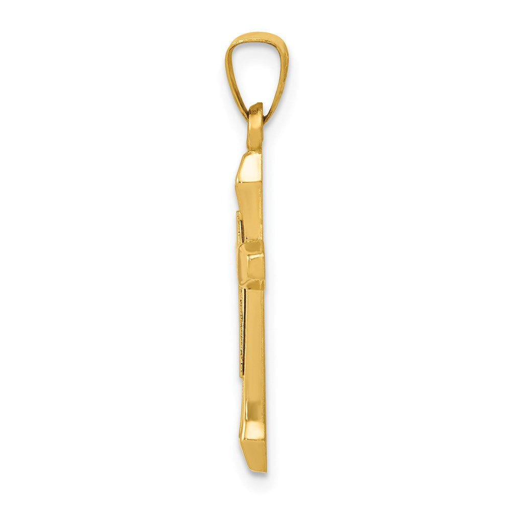 FJC Finejewelers 14 kt Yellow Gold with Rhodium Hollow Cross Charm 27 x 14 mm
