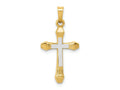 FJC Finejewelers 14 kt Yellow Gold with Rhodium Hollow Cross Charm 27 x 14 mm