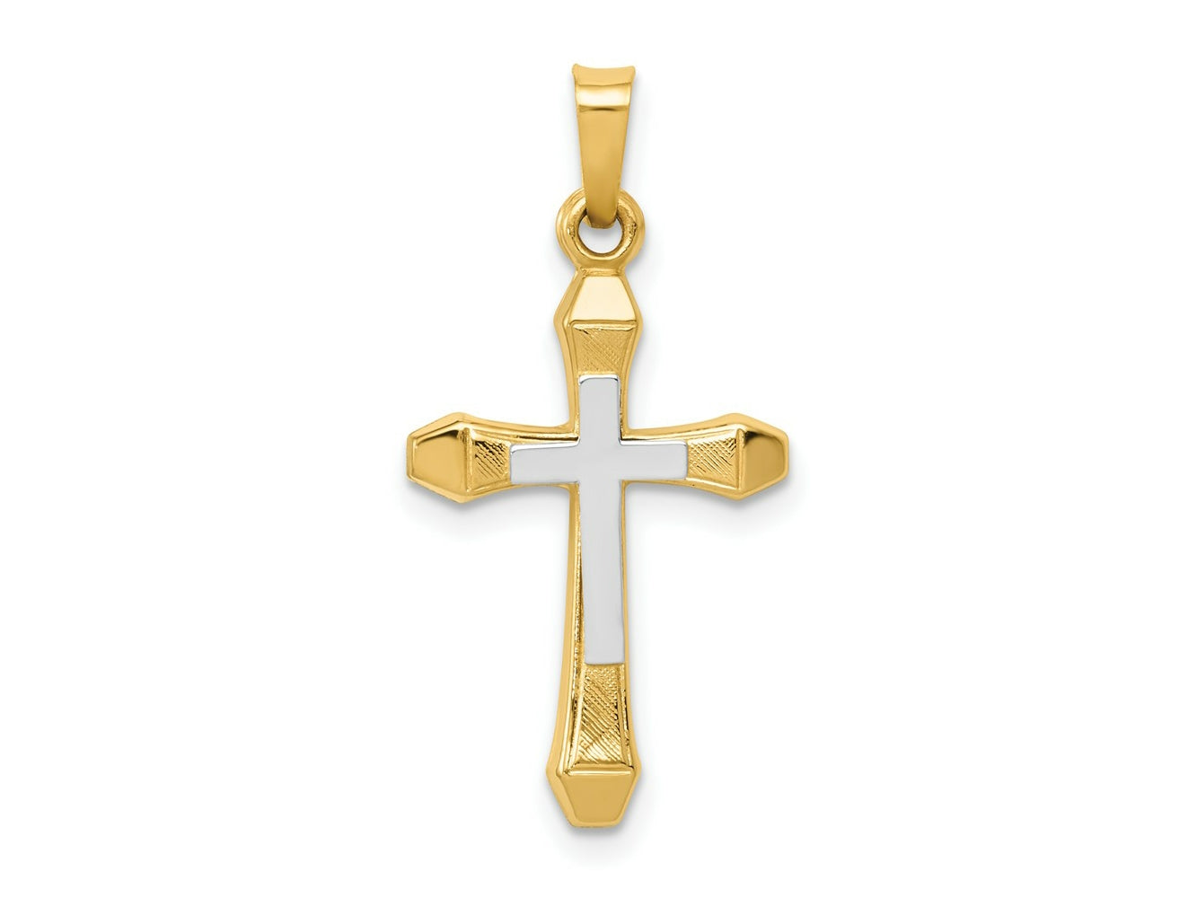 FJC Finejewelers 14 kt Yellow Gold with Rhodium Hollow Cross Charm 27 x 14 mm