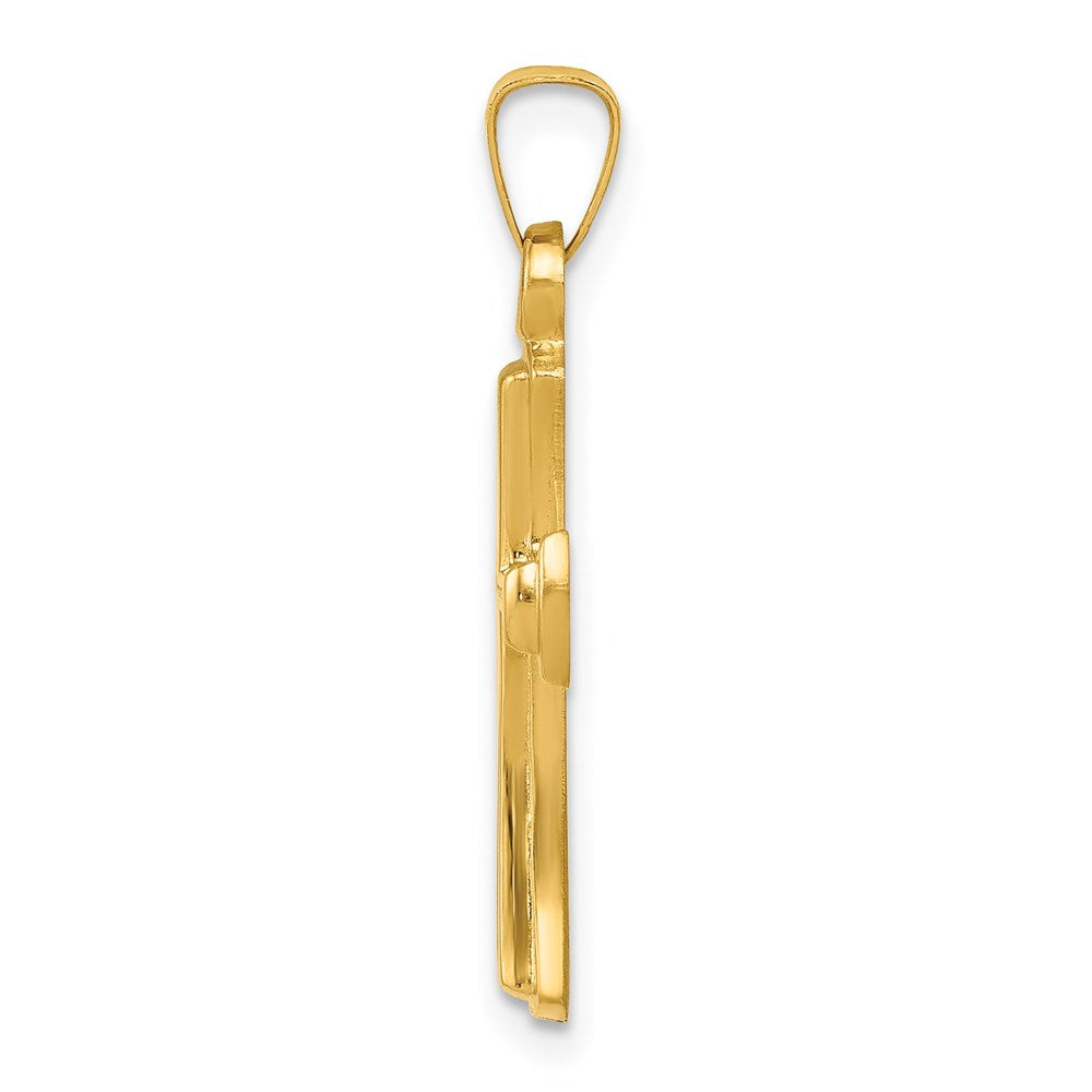 FJC Finejewelers 14 kt Yellow Gold Hollow Cross Charm 27 x 14 mm