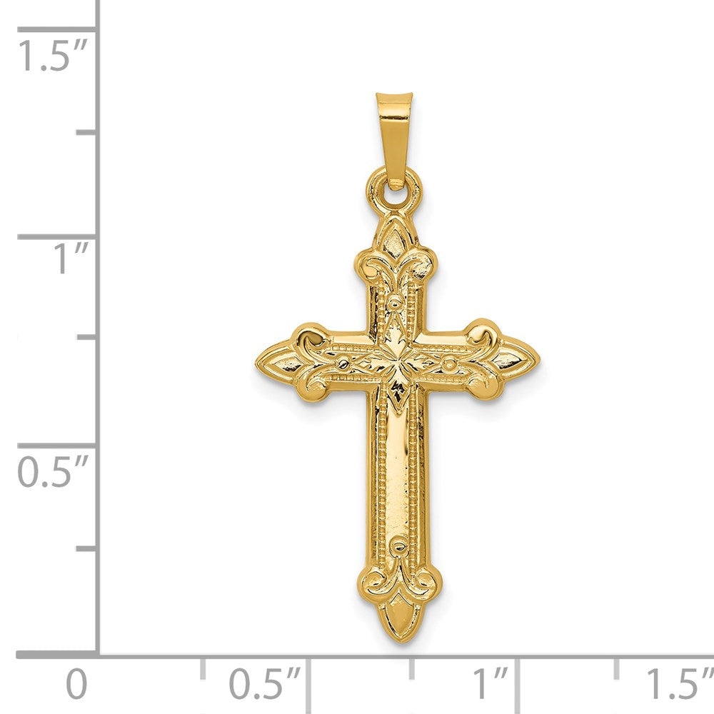 FJC Finejewelers 14 kt Yellow Gold Fleur De Lis Cross Charm 35 x 18 mm