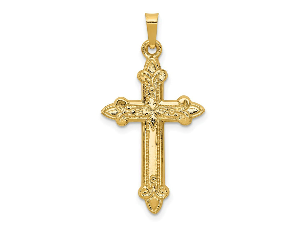 FJC Finejewelers 14 kt Yellow Gold Fleur De Lis Cross Charm 35 x 18 mm