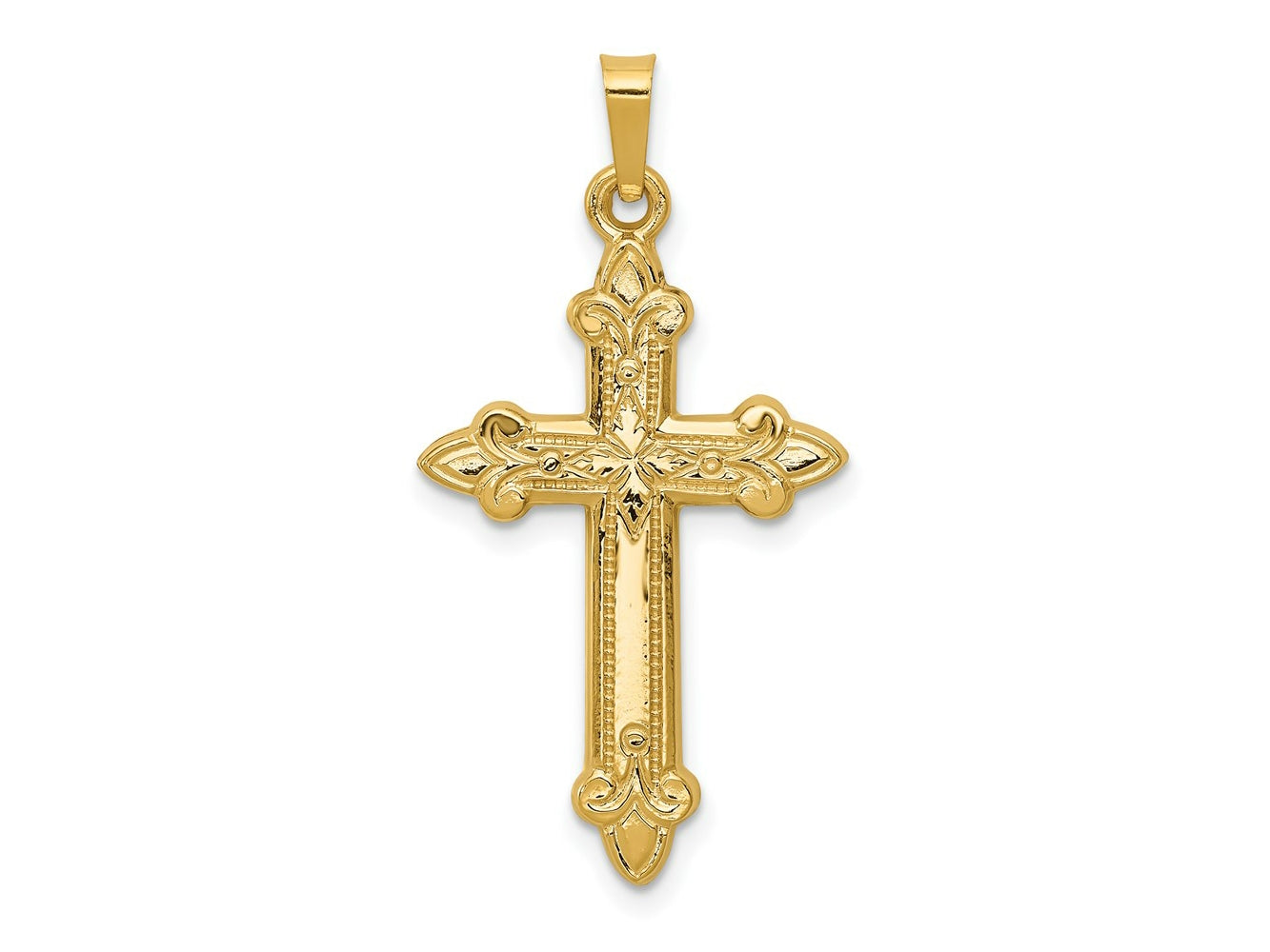 FJC Finejewelers 14 kt Yellow Gold Fleur De Lis Cross Charm 35 x 18 mm