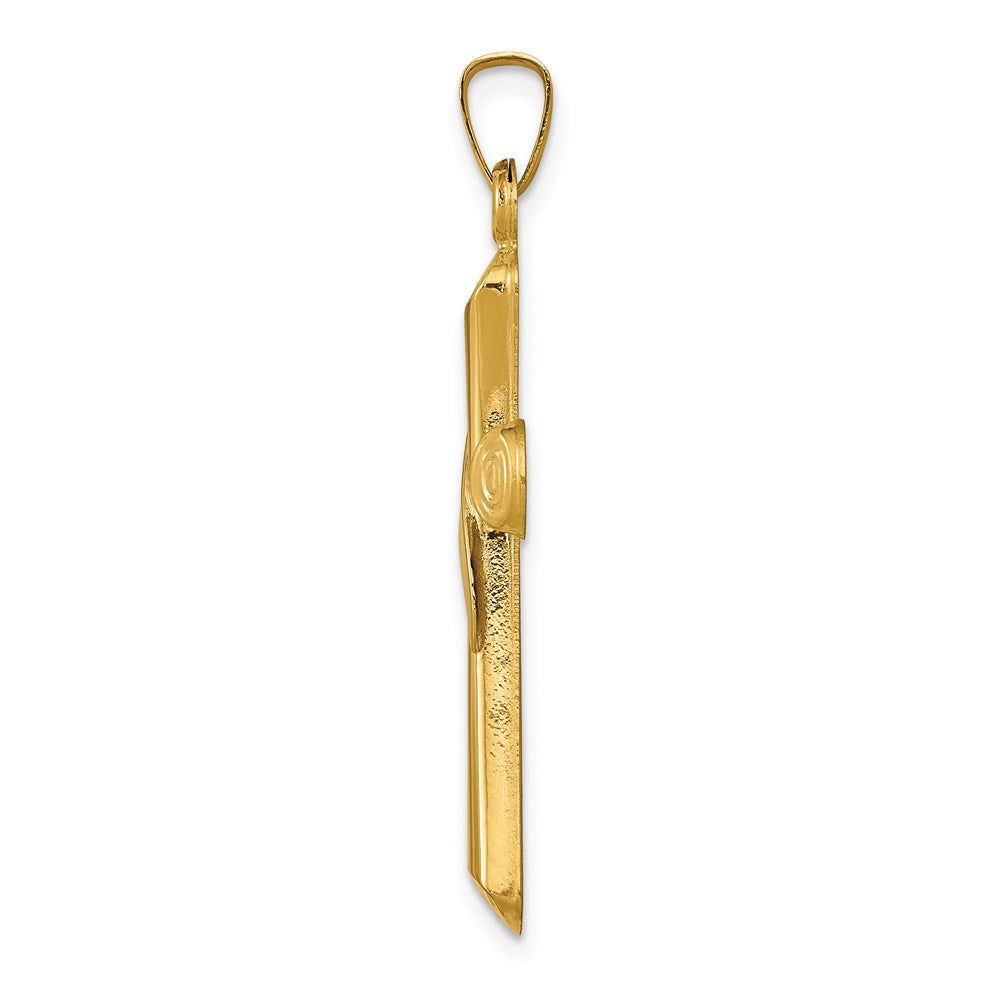 FJC Finejewelers 14 kt Two Tone Gold Two-Tone Hollow Cross with Drape Charm 35 x 19 mm