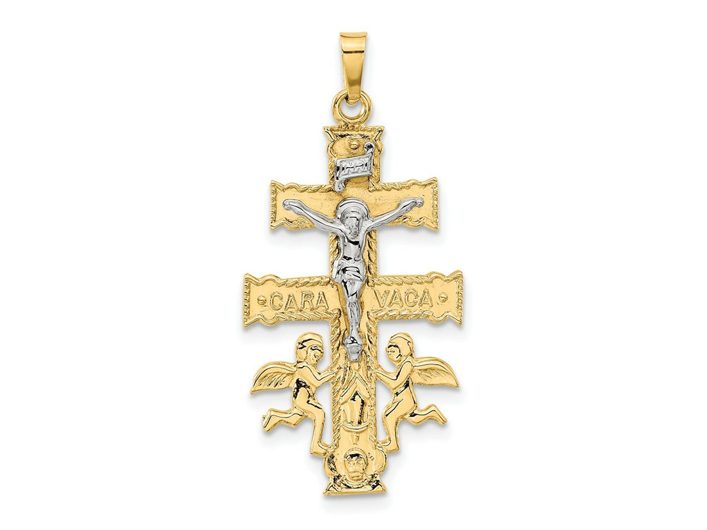 FJC Finejewelers 14 kt Two Tone Gold Cara Vaca Crucifix Charm 38 x 19 mm