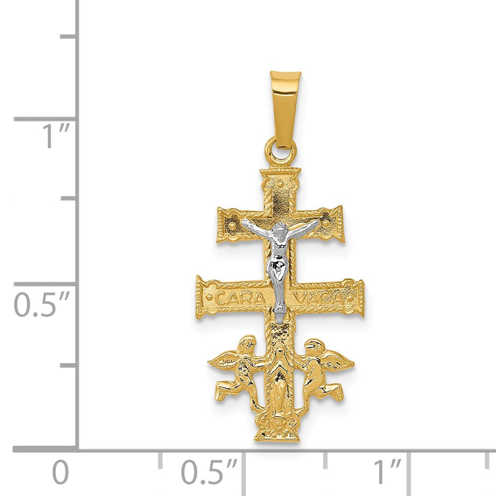 FJC Finejewelers 14 kt Two Tone Gold Cara Vaca Crucifix Charm 28 x 12 mm