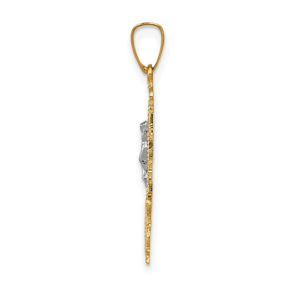 FJC Finejewelers 14 kt Two Tone Gold Cara Vaca Crucifix Charm 28 x 12 mm