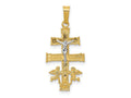 FJC Finejewelers 14 kt Two Tone Gold Cara Vaca Crucifix Charm 28 x 12 mm