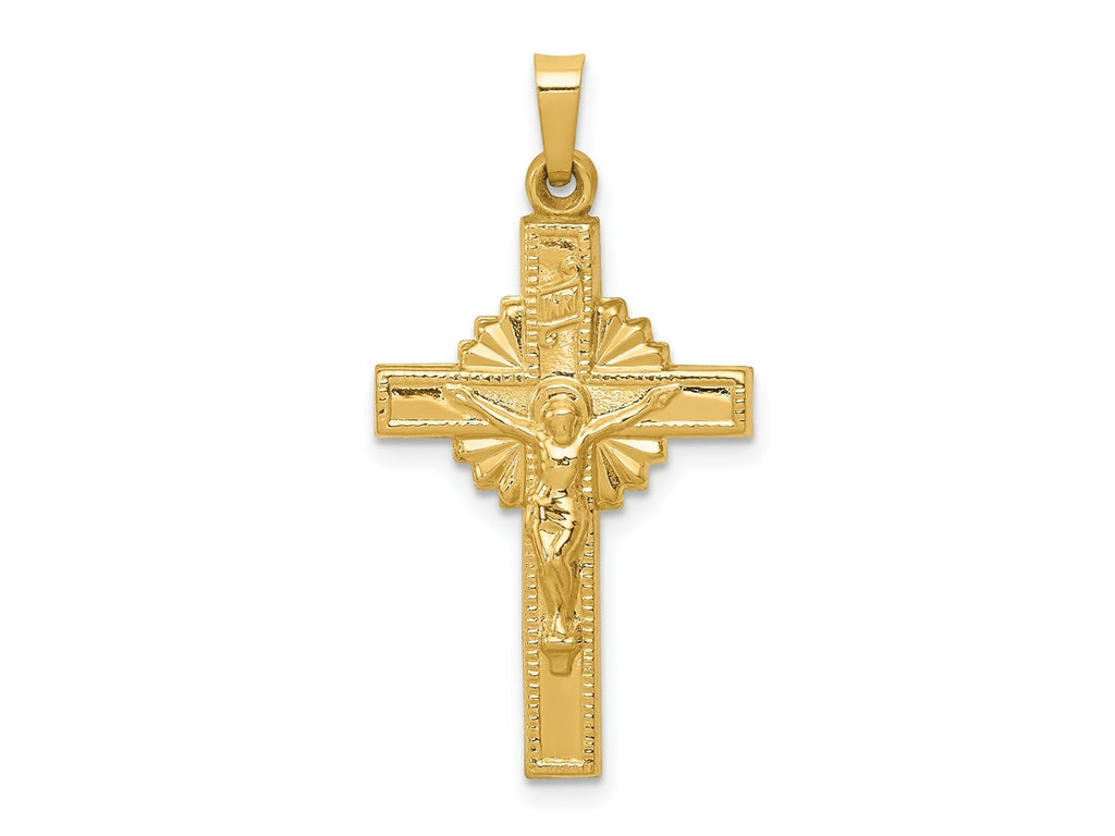 FJC Finejewelers 14 kt Yellow Gold INRI Hollow Crucifix Charm 33 x 17 mm
