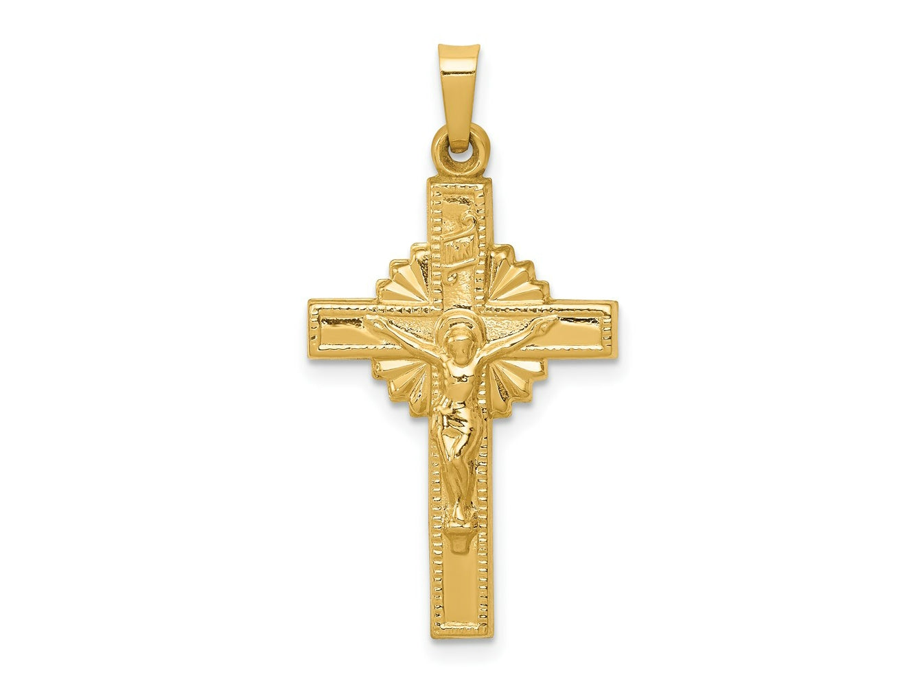 FJC Finejewelers 14 kt Yellow Gold INRI Hollow Crucifix Charm 33 x 17 mm