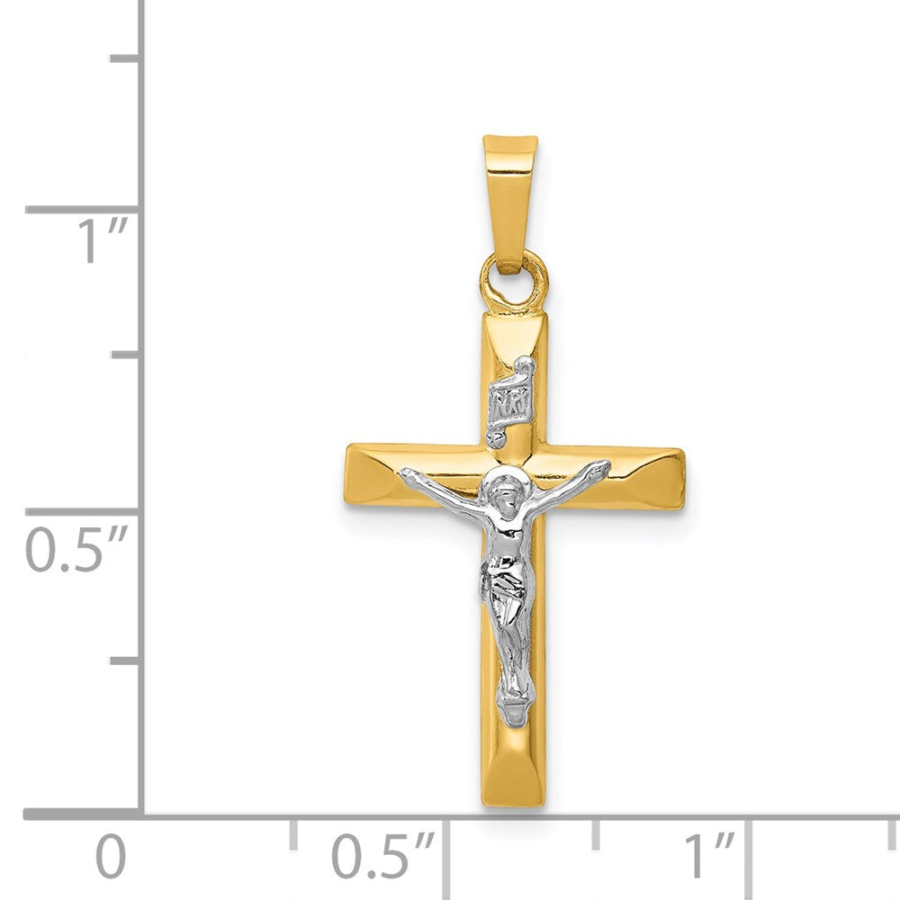 FJC Finejewelers 14 kt Two Tone Gold INRI Hollow Crucifix Charm 29 x 15 mm