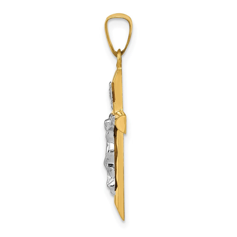 FJC Finejewelers 14 kt Two Tone Gold INRI Hollow Crucifix Charm 29 x 15 mm