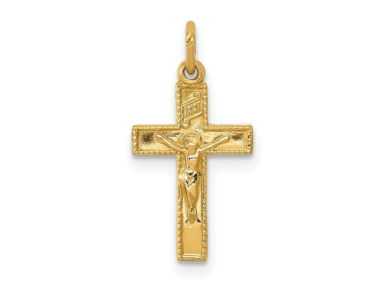 FJC Finejewelers 14 kt Yellow Gold INRI Crucifix Charm 19 x 10 mm