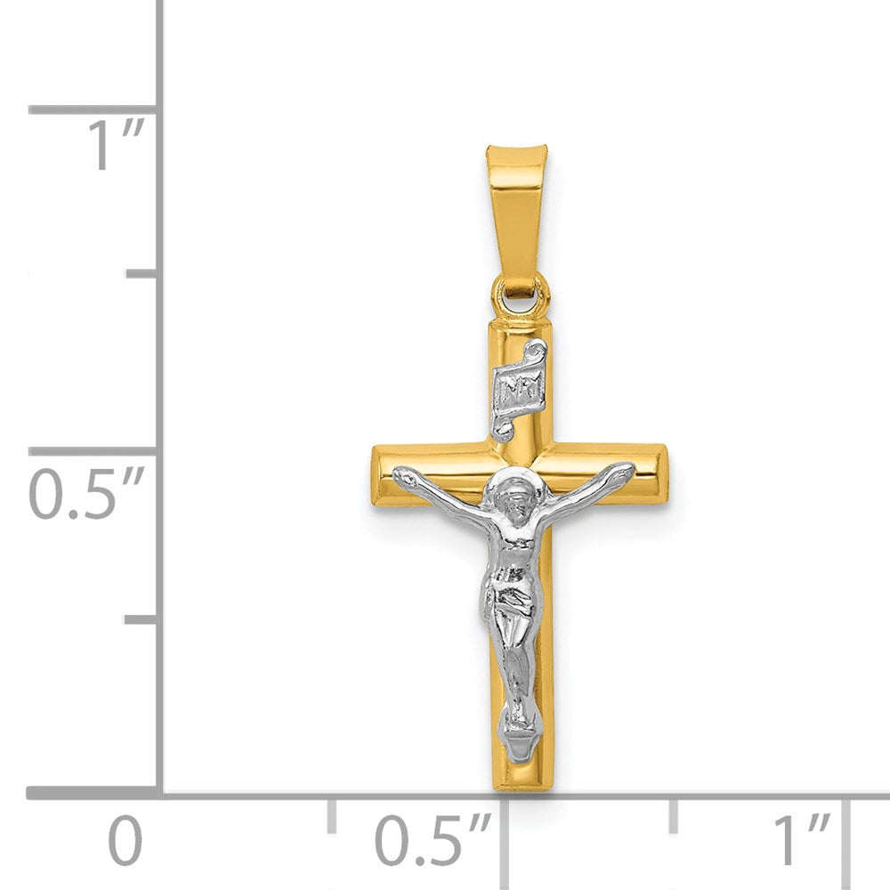 FJC Finejewelers 14 kt Two Tone Gold INRI Hollow Crucifix Charm 24 x 12 mm