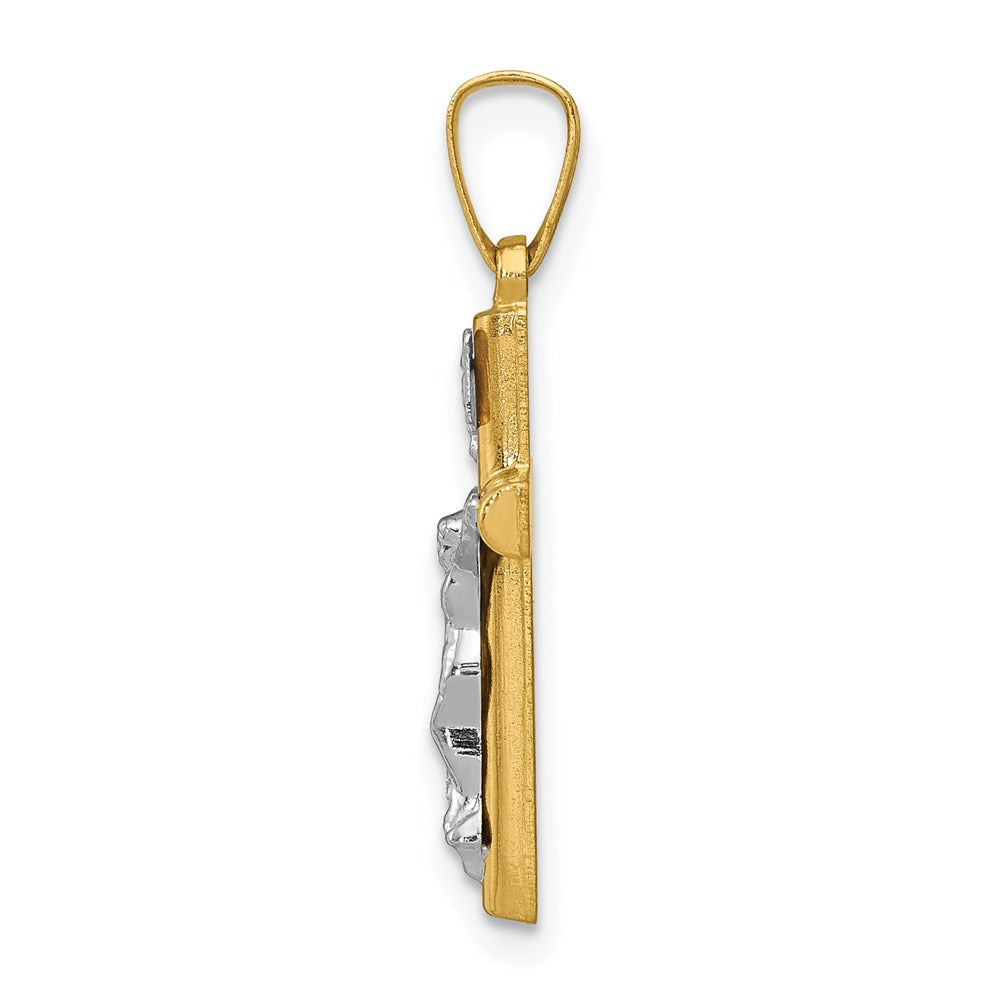 FJC Finejewelers 14 kt Two Tone Gold INRI Hollow Crucifix Charm 24 x 12 mm